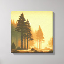 Sérénité des Pins Dorés – Toile d'Art de la Forêt
