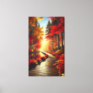 Sérénité dorée : Impression sur toile d'une forêt