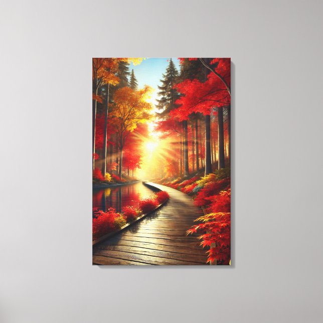 Sérénité dorée : Impression sur toile d'une forêt  (Recto)