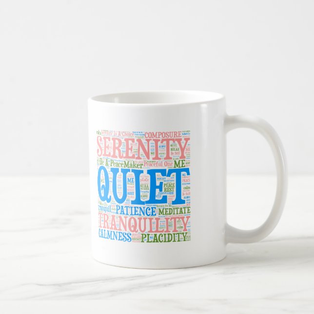 Sérénité Mot Cloud Café Mug (Droite)