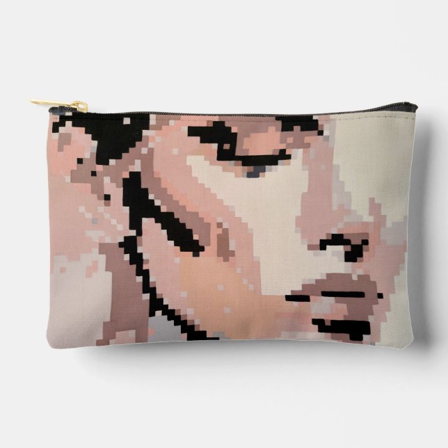Sérénité Portrait Moderne Neutre Pixel Art Accessory Pouch (Front)