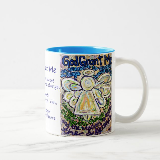 Sérénité Prière Ange Peinture Mug ou Coupe (Droit)