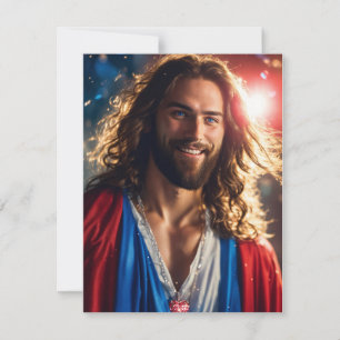 Sérénité sacrée : Carte de Noël avec Jésus sourian