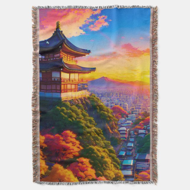 Serenity Above the Metropolis Throw Blanket (Front Vertical)