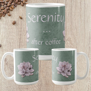Serenity After Coffee Echeveria Cottagecore Mug