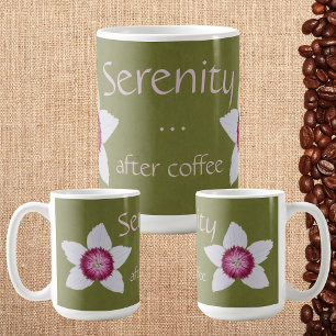 Serenity After Coffee White & Pink Clematis Green Mug