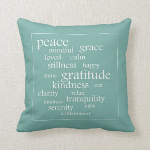 Serenity and Peace Words Throw Pillow
