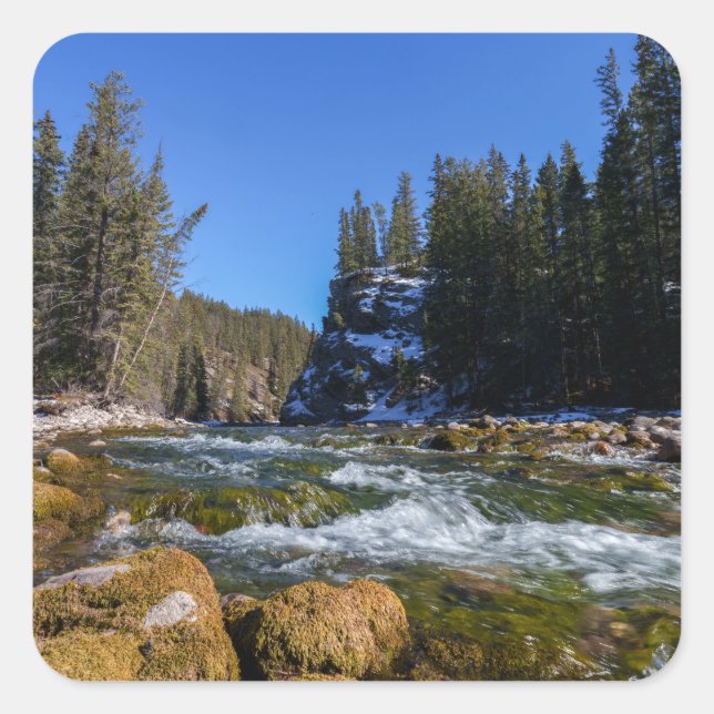 Serenity at the 5th Bridge - Athabasca River  Square Sticker (Front)