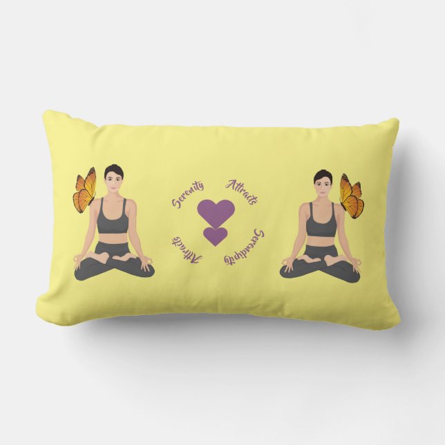 Serenity Attracts Serendipity Yoga Butterfly Love Lumbar Pillow (Front)