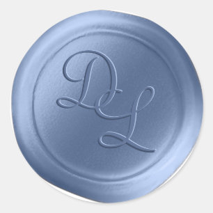 Serenity Blue 2 Letter Monogram Wax Seal Stickers