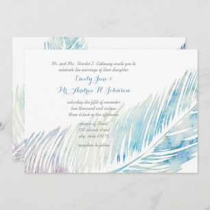 Serenity Blue and Purple Watercolor Feather Invitation