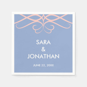 Serenity Blue, Rose Quartz Flourishes Wedding Napkin
