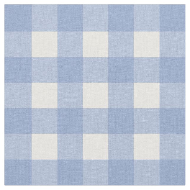 Serenity Blue & White Gingham Check Fabric (Close Up)