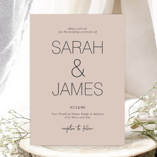 Serenity Blush Pink Simple Typography Wedding Invitation