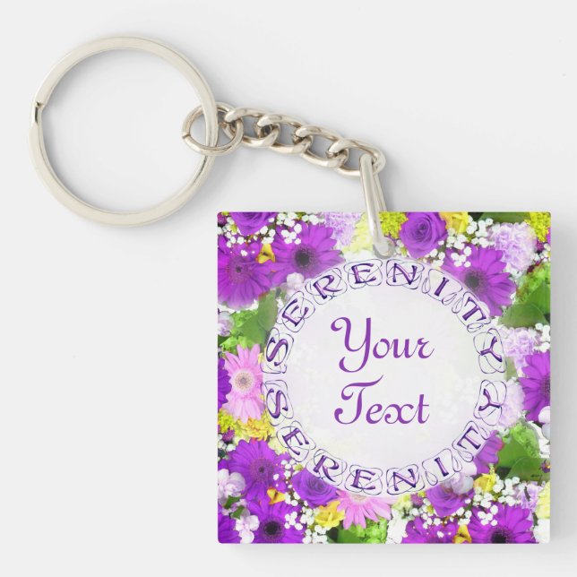 Serenity Bouquet Floral AcrylicTemplate keychain (Front)