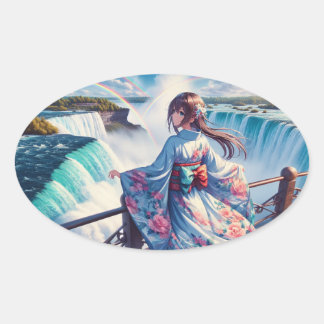 Serenity by the Falls Oval Sticker