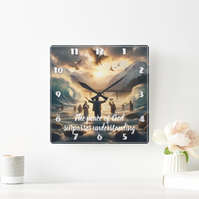 Serenity Dance of Aqua Square Wall Clock (Home)