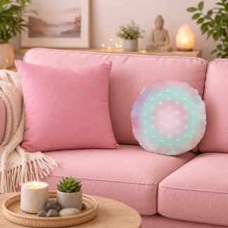 serenity flower of life round pillow