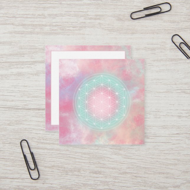 Serenity Flower of Life Square Business Card (Front/Back In Situ)