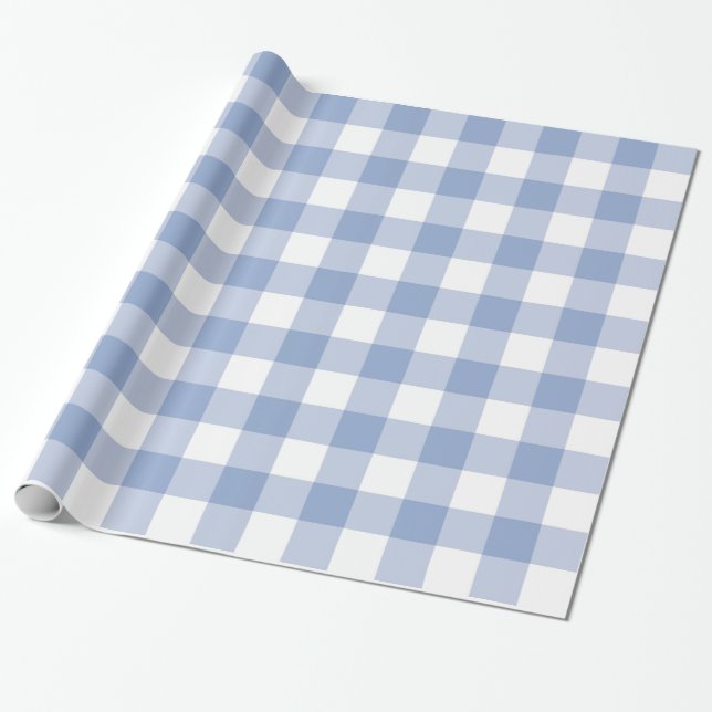 Serenity Gingham Wrapping Paper (Unrolled)