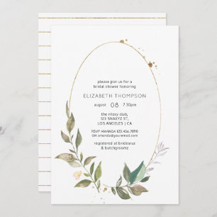 Serenity Greenery Geometric Bridal Shower Invitation