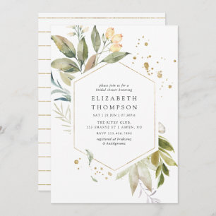 Serenity Greenery Geometric Bridal Shower Invitation