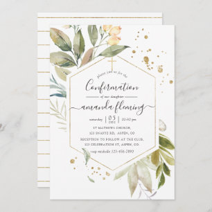 Serenity Greenery Geometric Confirmation Invitation