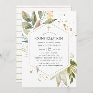 Serenity Greenery Geometric Confirmation Invitation
