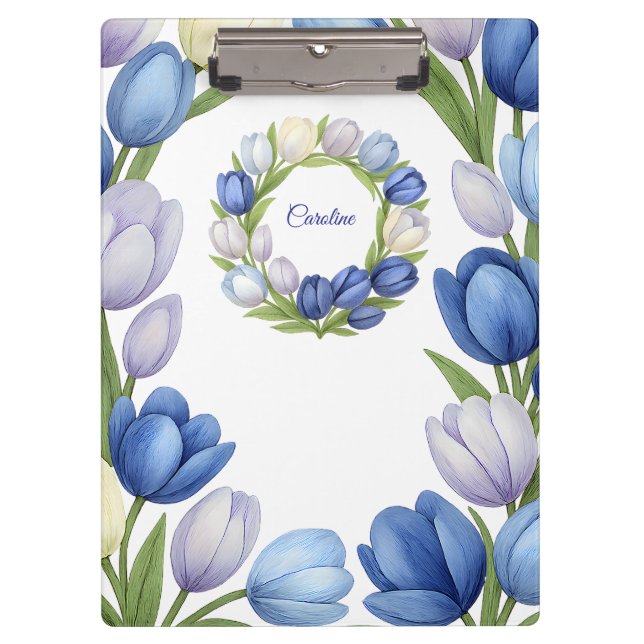 Serenity in Bloom Pastel Tulip Floral Home Decor Clipboard (Front)
