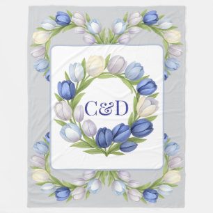 Serenity in Bloom Pastel Tulip Floral Home Decor Fleece Blanket