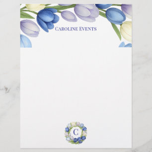 Serenity in Bloom Pastel Tulip Floral Home Decor Letterhead