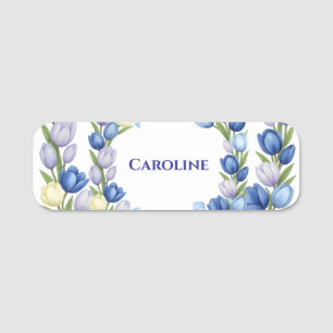 Serenity in Bloom Pastel Tulip Floral Home Decor Name Tag