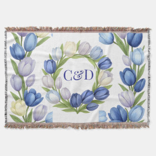 Serenity in Bloom Pastel Tulip Floral Home Decor Throw Blanket