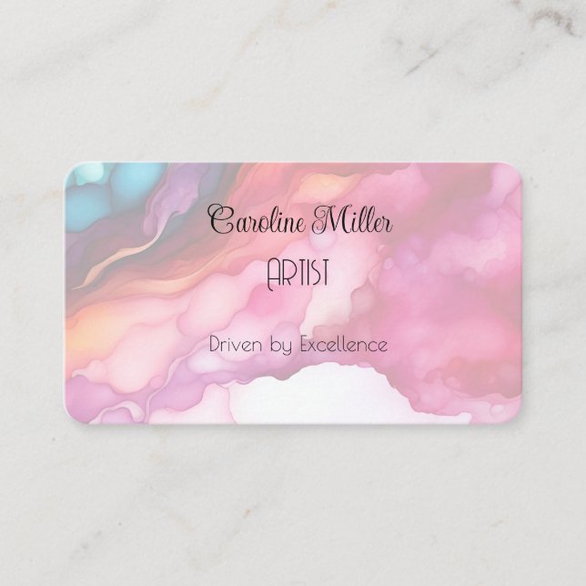 Serenity in Blue Abstract Flowing Forms Business C Business Card (Front)
