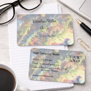 Serenity in Blue Abstract Flowing Forms  Business Card