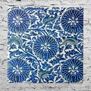 Serenity in Blue: Chinese Floral Tile Art