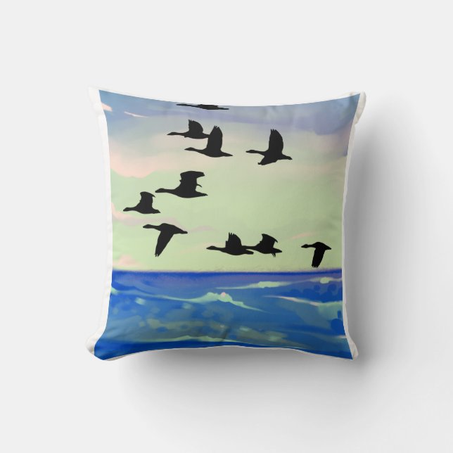 Serenity in Flight Throw Pillow (Front)