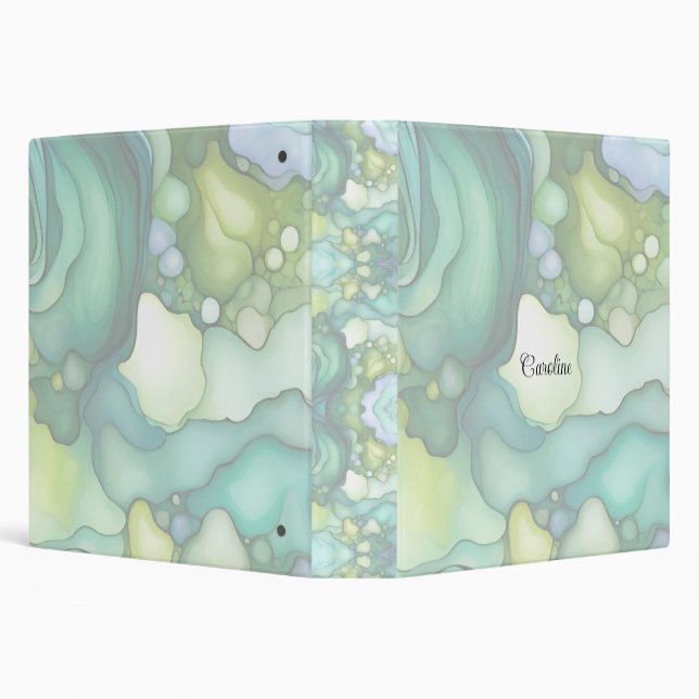 Serenity in Green Abstract Flowing Forms Binder (Background)