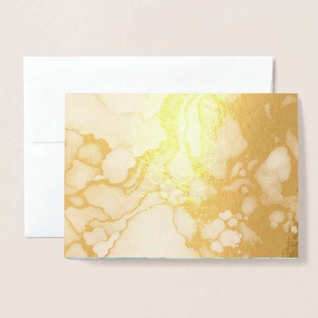 Serenity in Green Abstract Flowing Forms Foil Card (Front With Envelope)