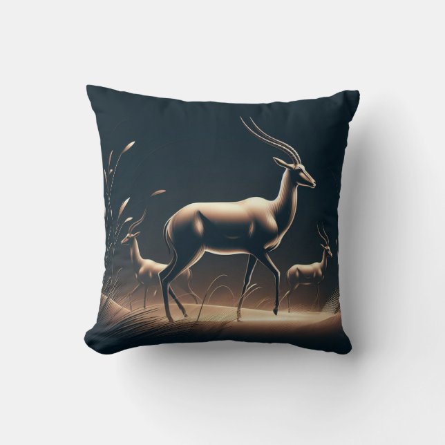 Serenity in Motion Antelope-Inspired Throw Pillow (Front)
