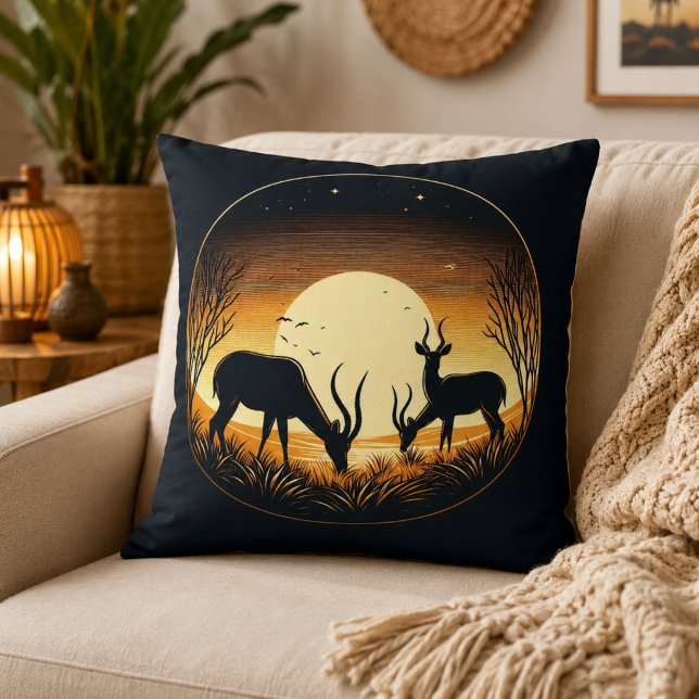 Serenity in Motion Antelope-Inspired Throw Pillow (Serenity in Motion Antelope-Inspired Throw Pillow)