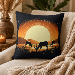 Serenity in Motion Antelope-Inspired Throw Pillow