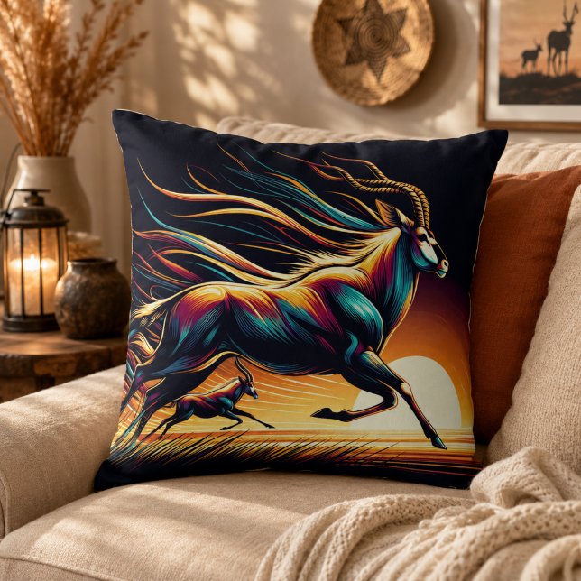 Serenity in Motion Antelope-Inspired Throw Pillow (Serenity in Motion Antelope-Inspired Throw Pillow)