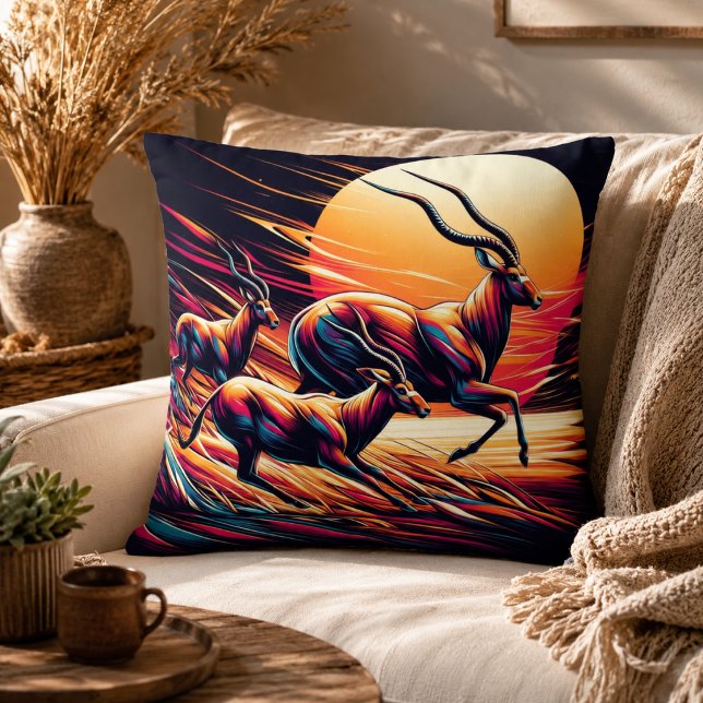 Serenity in Motion Antelope-Inspired Throw Pillow (Serenity in Motion Antelope-Inspired Throw Pillow)