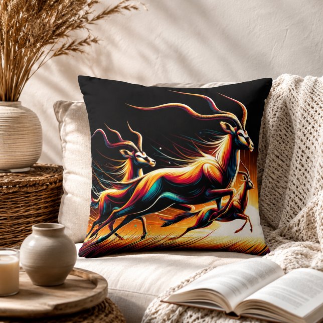 Serenity in Motion Antelope-Inspired Throw Pillow (Serenity in Motion Antelope-Inspired Throw Pillow)