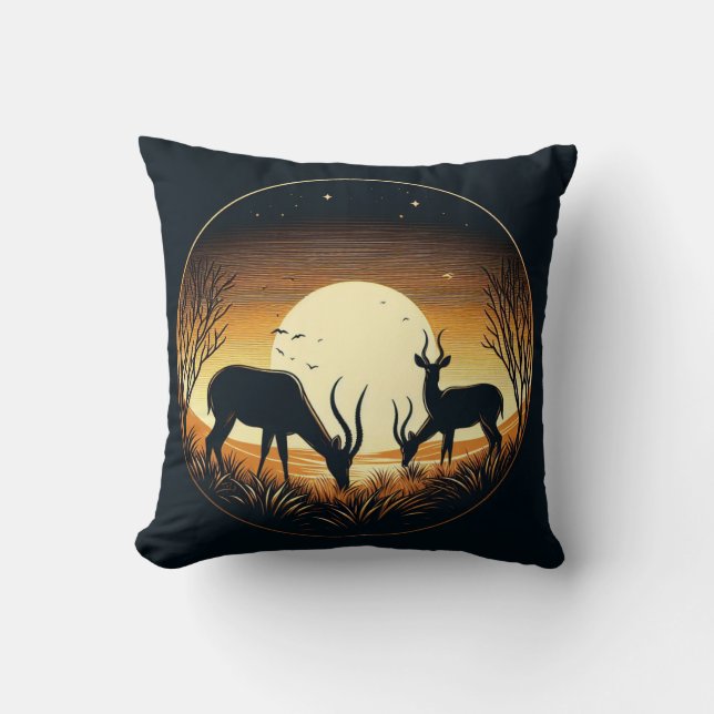 Serenity in Motion Antelope-Inspired Throw Pillow (Front)