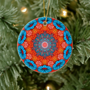 Serenity in Motion: Radiant Mandala Ceramic Ornament