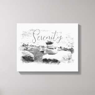 serenity in nature rock cairn in stream photo art canvas print