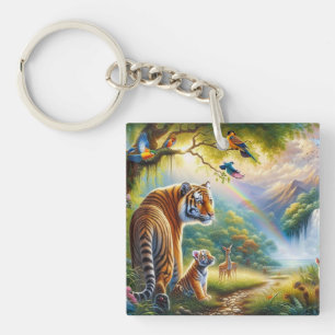 Serenity in the Enchanted Forest Painting Keychain