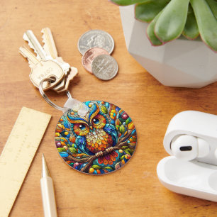 Serenity in the Garden A Bench Among Blooms Keychain